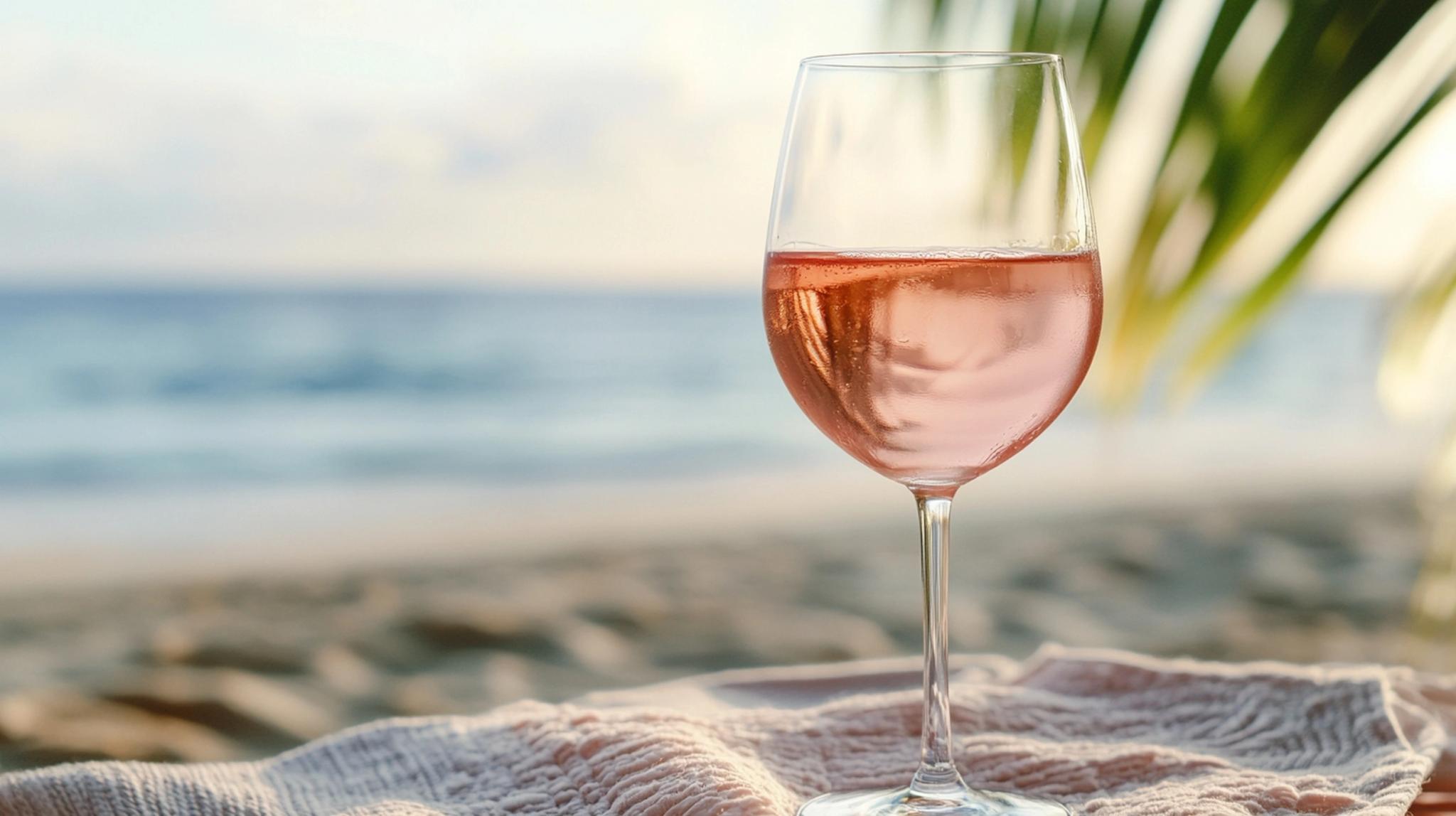 Un verre de rosé sur la plage de Santa Giulia avec vue sur la mer