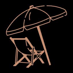 Parasol et chaise longue de plage à Santa Giulia pour un restaurant de plage
